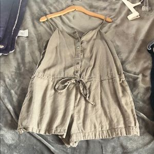 Forever 21 Taupe Strap Button Up Romper